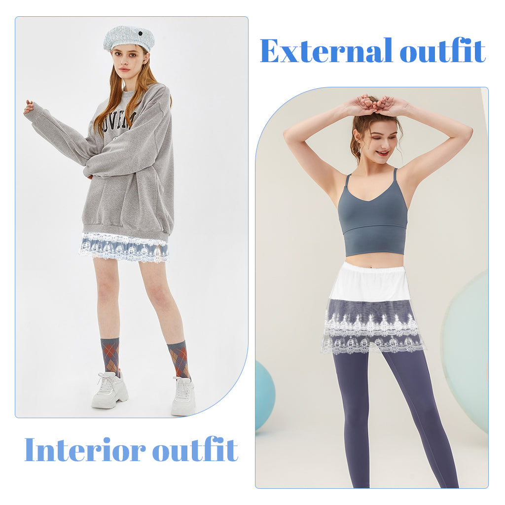 SANNIDHI Lace Shirt Extender for Women Layering, Y2K Skirt Overlay for Leggings, Fashion White Lace Edge Skirt for Layered, Versatile Underskirts Layering Clothing Accessories for Jeans, Trousers SANNIDHI Lace Shirt Extender for Women Layering, Y2K Skirt Overlay for Leggings, Fashion White Lace Edge Skirt for Layered, Versatile Underskirts Layering Clothing Accessories for Jeans, Trousers